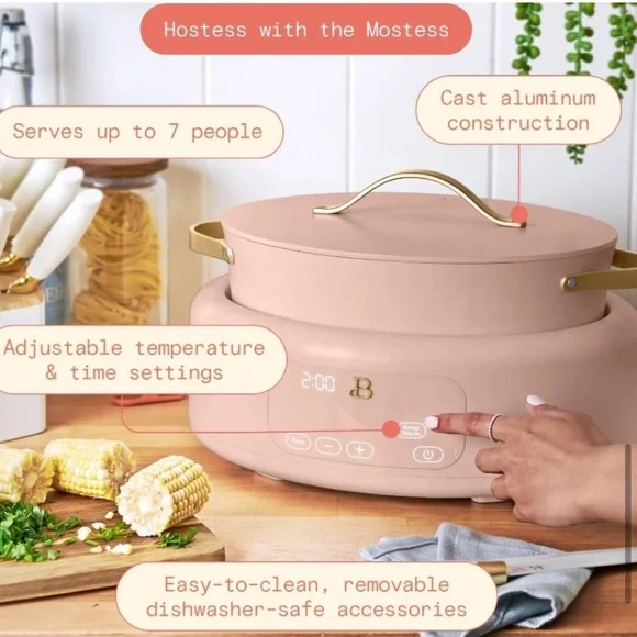 NWOB Beautiful 10 in 1, - 6 Qt Electric Multi-Cooker, Rose by Drew Barrymore